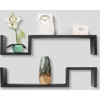 Set of 2 Wooden Wall Mounted Floating Shelves