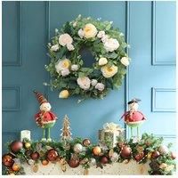 D40cm Artificial Camellia Eucalyptus Wreath