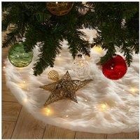 D122cm Snow White Plush Christmas Tree Skirt for Holiday Decoration