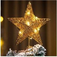 Decorative Star Sequins Christmas Tree Topper with LED Lights