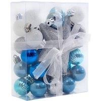 30 Pcs Shatterproof Christmas Ornament Set Xmas Bauble and Snowflake Tree Topper