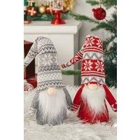 2 Pcs Christmas Santa Gnome Plush Doll Ornament Elf Decor