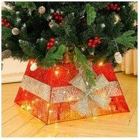 Square Christmas Tree Collar Basket Decor with Bow Tie