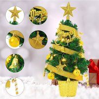 Mini Artificial Pine Tree with Christmas Ornaments Desktop Decoration