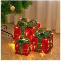3Packs Christmas Ornament Decorative Lighted Gift Boxes Xmas Tree Decor
