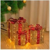 3Packs Christmas Ornament Decorative Lighted Gift Boxes Xmas Tree Decor