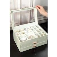 PU Leather 3-Tier Jewelry Box Organizer with Drawers