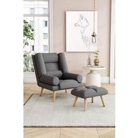 Modern Upholstered Recliner with Footstool