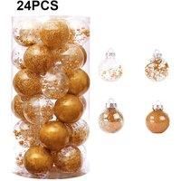 24Pcs Christmas Ball Ornament Set Xmas Tree Bauble Decor