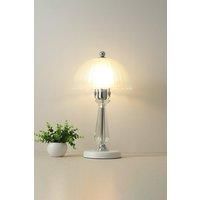 Crystal Table Lamp with Scalloped Lampshade