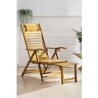 Bamboo Foldable Recliner Lounge Chair with Retractable Footrest