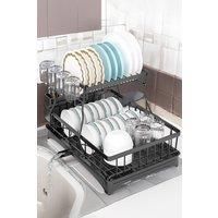 Steel Dish Rack with Utensil and Glass Holder