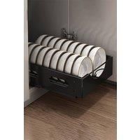 Black Steel Cabinet Pull-Out Bowl Rack