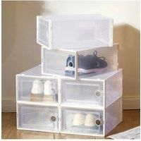 12 Pack White Foldable Plastic Shoe Storage Boxes