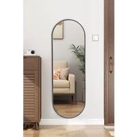 Modern Oval Metal Full Length Wall Mirror Black