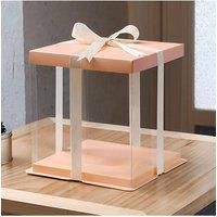 Clear Plastic Cake Box with Ribbon