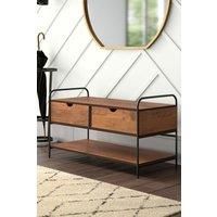 Natural Walnut 2 Drawer Entry Bench with Shoe Storage