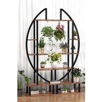2 Pcs Crescent Wood Tiered Plant Stand