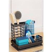Multifunctional Steel Kitchen Sink Caddy Organizer Rack with Drain Tray Sponge Holder Black