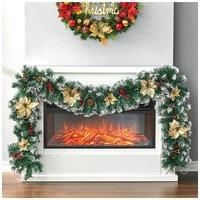270cm Spruce Artificial Greenery Christmas Garland with 50 LED Warm White Lights