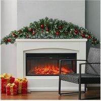 1.8M Christmas Swag Garland with Lights Door Wreath Xmas for Stairs Fireplace