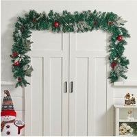 2.7M Christmas Garland with Lights Door Wreath Xmas for Stairs Fireplace