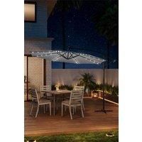 Outdoor 32 LED Lighted Patio Umbrella with Crank Lift System with Base