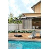 Outdoor 32 LED Lighted Patio Umbrella with Crank Lift System with Base