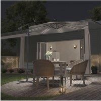 Outdoor 32 LED Lighted Patio Umbrella with Crank Lift System with Base