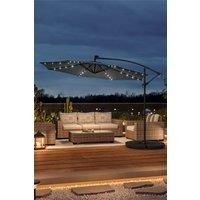 Outdoor 32 LED Lighted Patio Umbrella with Crank Lift System, Cross Base & Fillable Base