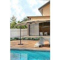 Outdoor 32 LED Lighted Patio Umbrella with Crank Lift System with Base