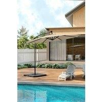 Outdoor 32 LED Lighted Patio Umbrella with Crank Lift System, 2 Bases Set