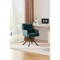 Modern Green Upholstered Swivel Armchair with Black Legs