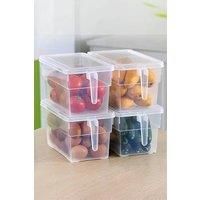Fridge Organiser Stackable Food Storage Containers with Lids and Handles (4pcs)