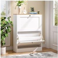 Wooden 2 Drawer Flip Down Shoe Cabinet