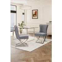 Set of 2 High Back Velvet Dining Chairs