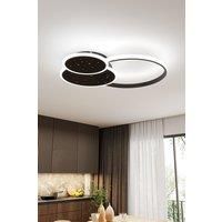 Black LED Round Ceiling Light in White Light 3 Overlapping Circles