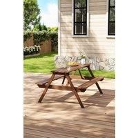 150W*120D*76H cm Solid Wood Rectangle Picnic Table and Bench Set