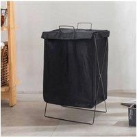 Folding Fabric Laundry Basket Hamper Black