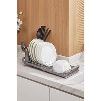 Multifunctional Kitchen Expandable Dish Drainer Rack, Grey Tableware Storage Rack