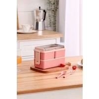 Stylish Plastic Pink Bento Lunch Box with Cutlery£Container with 2 Layer