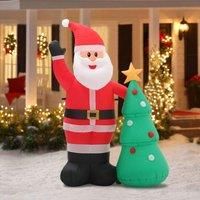 Livingandhome 1.5M Inflatable Father Christmas Air Blown With 3 Led Light UK Plug Outdoor Decor
