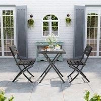 LivingandHome Living and Home 3-Piece Plastic Outdoor Folding Table and Chairs Set, Black