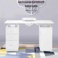 Livingandhome Professional Manicure Station Nail Table on Wheels with Dust Collector