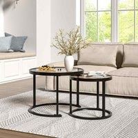 LivingandHome Living and Home Tea Glass Round Nesting Coffee Table Set Of 2 Black