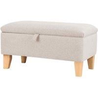 LivingandHome Living and Home Linen Upholstered Storage Ottoman Footstool Beige