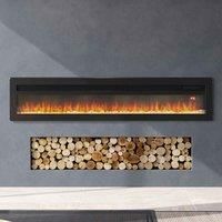 Livingandhome 1 8Kw Led Wall Mounted Electric Fireplace Black 60 Inch