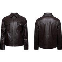 Men'S Barneys Real Leather Patch-Pocket Harrington - 5 Sizes