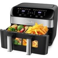OYAJIA 10L Touch Screen Dual Basket Air Fryer with Viewable Window, 60 Min Timer, 80C-200C, 8 Preset Cooking Modes