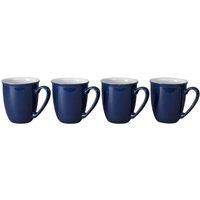 Set of Four Denby Elements Dark Blue Mugs Blue